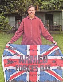 Dedicated teen holding armed forces celebration