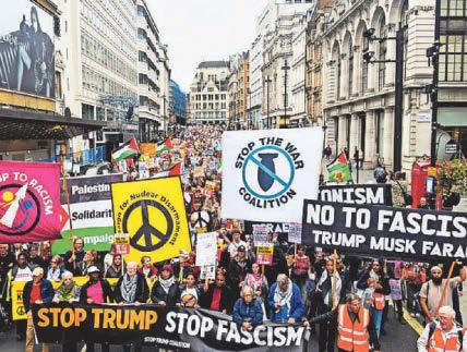 Military pomp and protests greet Trump on state visit