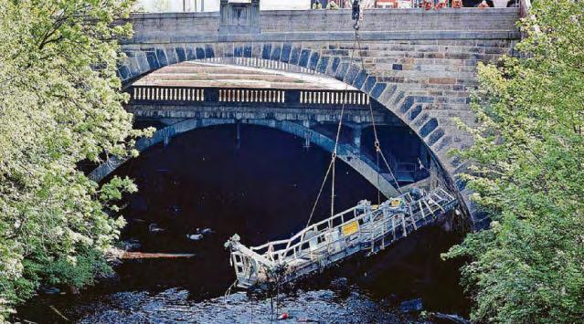 Bridge is finally removed from river