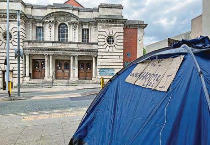 Two homeless tents put up opposite town hall