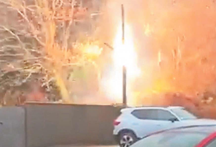 SPECTACULAR FIRE ON OVERHEAD ELECTRICAL POST