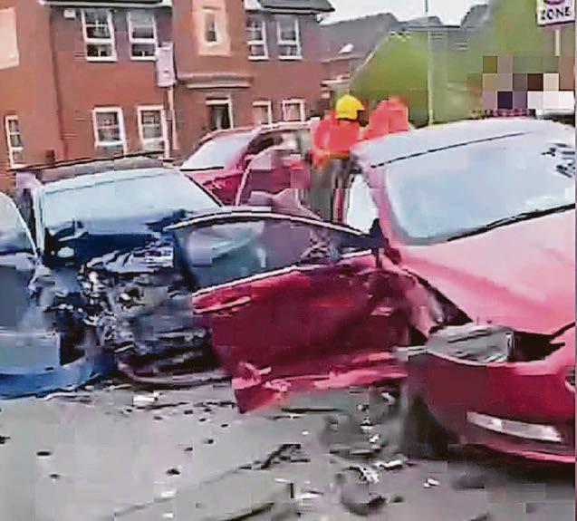 Two people are treated after cars crash at junction