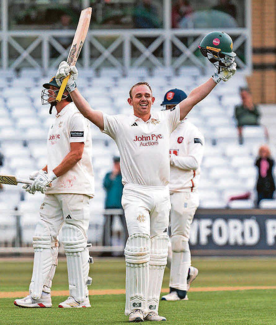 Haynes celebrates first ton for Notts in draw with Essex