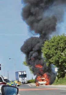 Burning car closes the A52