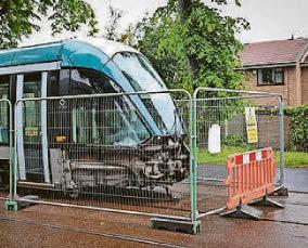Look out for trams, signs tell pedestrians
