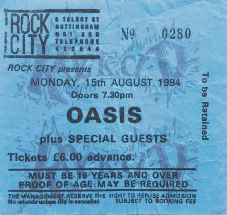 The night Oasis played at Rock City - and a ticket to see them cost just £6