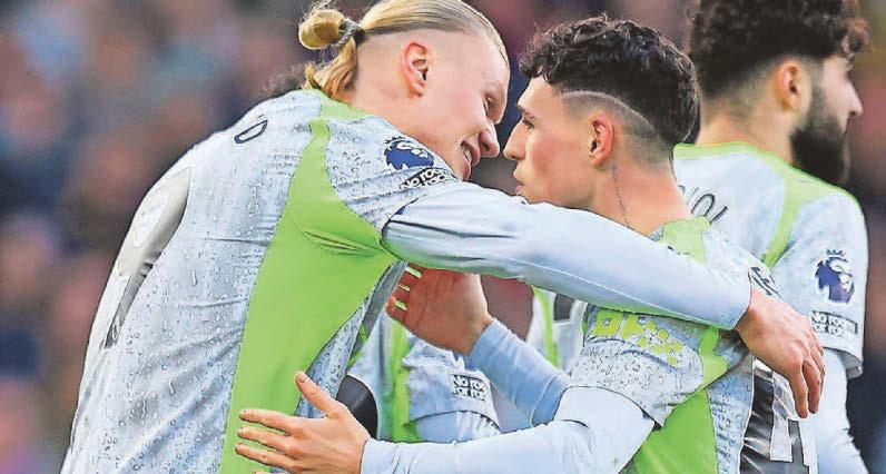 Haaland scores twice as the Citizens close within two of Arsenal