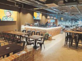 Pizzas and pints cued up at bar
