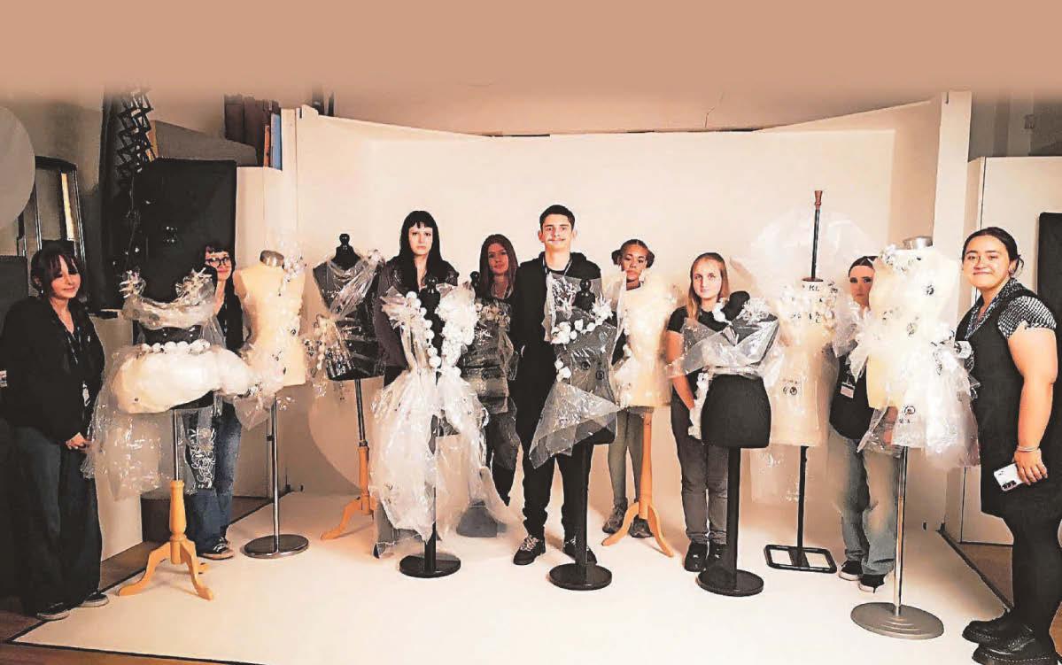 Students use items from throwaway packaging to fashion 'stylish designs'