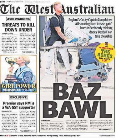 Aussie paper Stokes the Ashes fire with barb at 'Bazball'