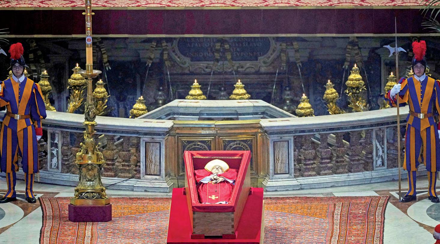 Pilgrims gather as Pope lies in state