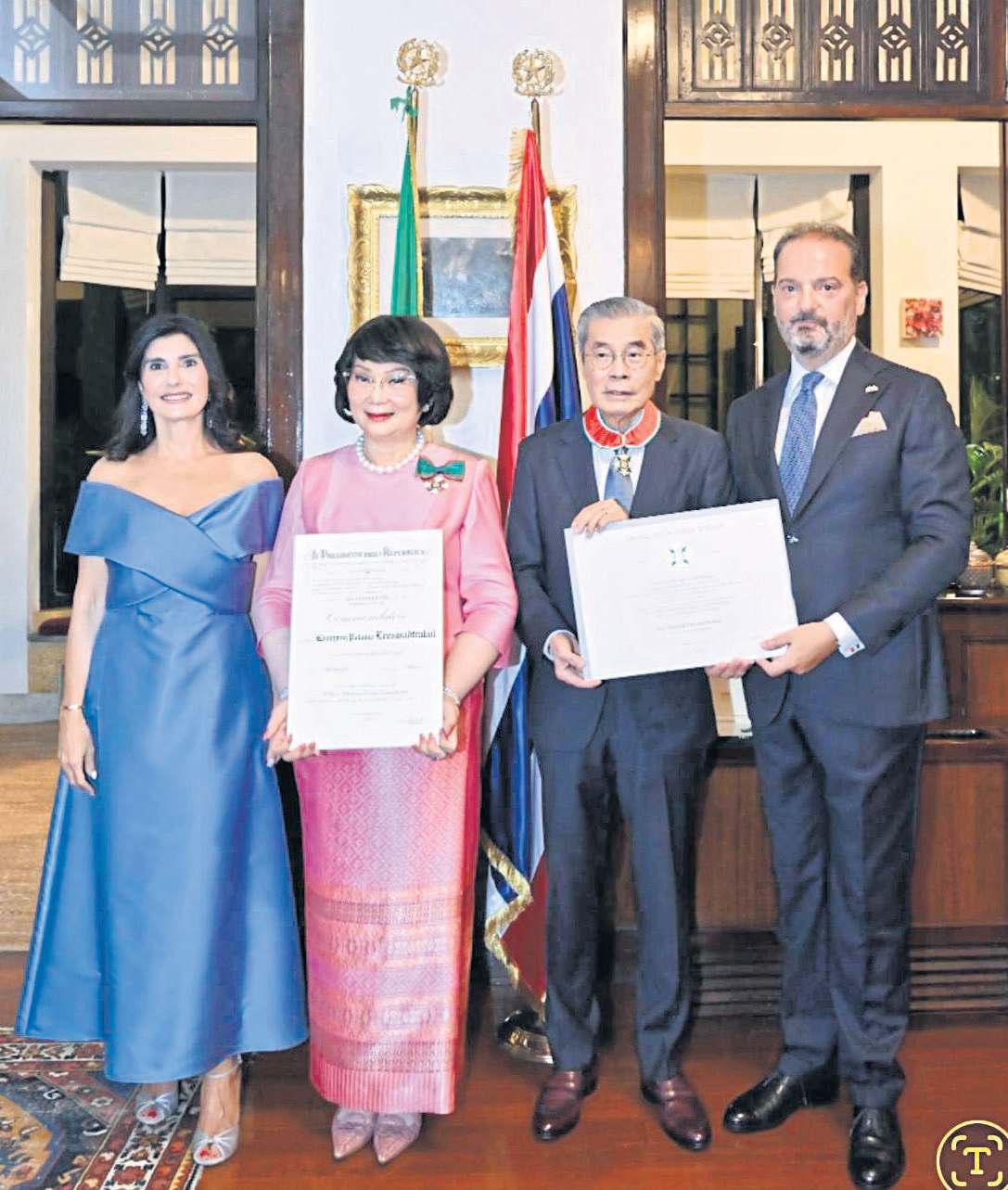 Italy Awards Top Honours to Khunying Patama and Dr Somsak