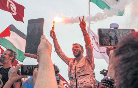 Activists say aid flotilla hit by drone off Tunisia coast