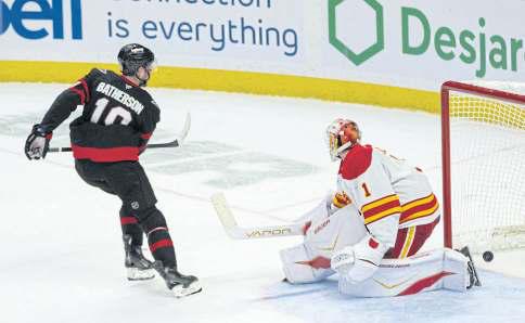 Batherson helps Senators rally, top Flames in shootout