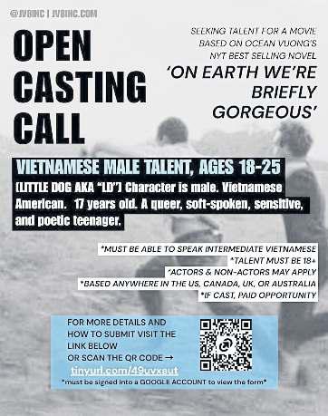 Casting open for On Earth We’re Briefly Gorgeous