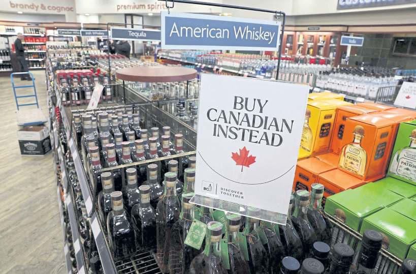 Canadians rush to buy stockpiles of boycotted US liquor