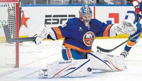 Sorokin sets Isles' mark in 9-0 win against Devils