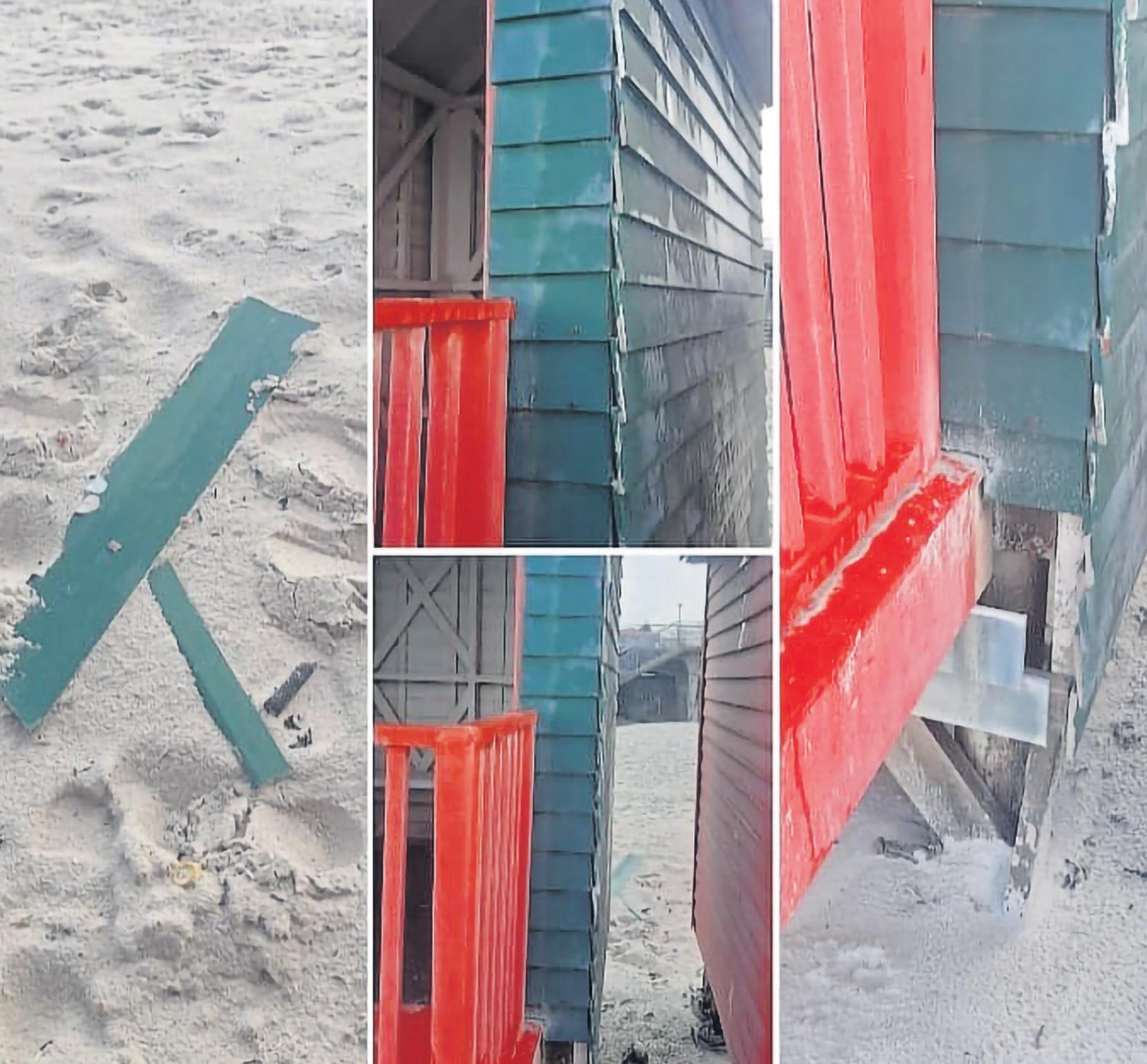 Beach huts take a battering