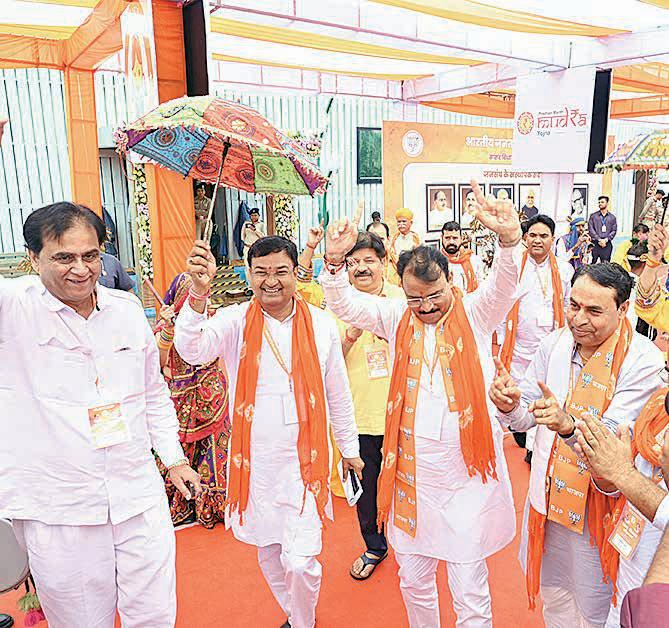 BJP leaders dance at training camp to honour Army's valour