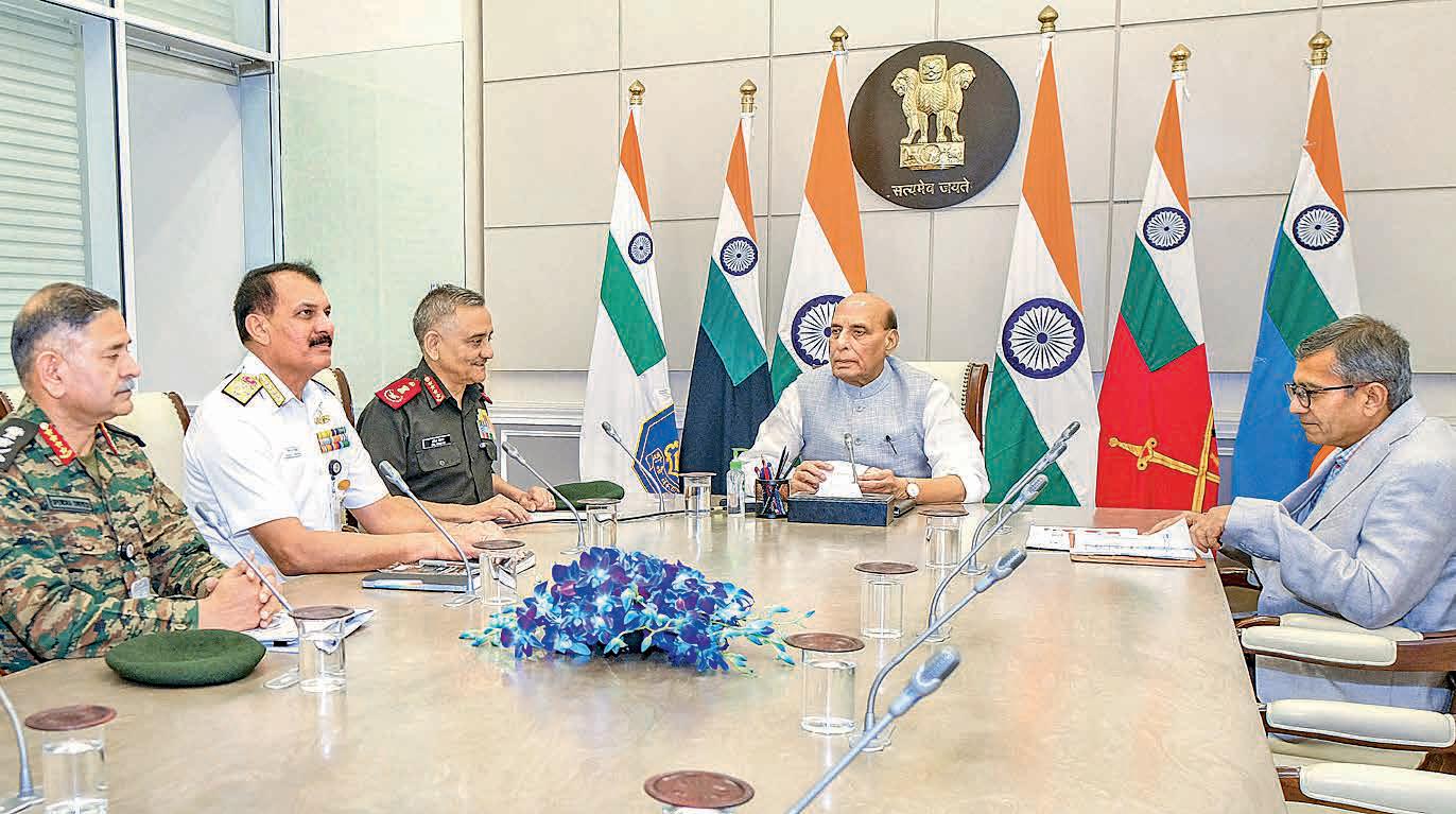 Rajnath Singh reviews security with top officials, chiefs of forces