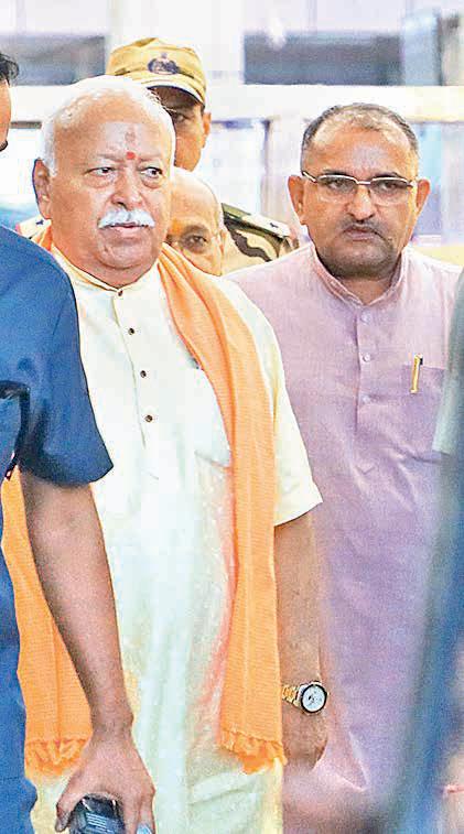 Bhagwat reaches Jpr, to address RSS workers at Ravinath Ashram today