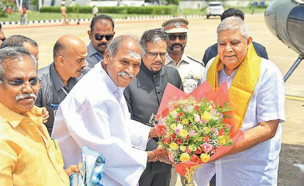 Vice President Dhankhar arrives in Pondy on 3-day visit