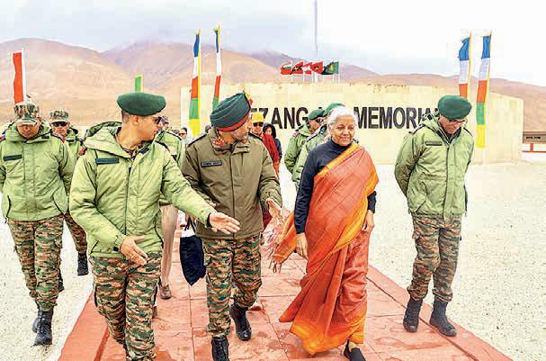 Sitha visits NLST site; lays wreath at Rezang La War Memorial in Ladakh