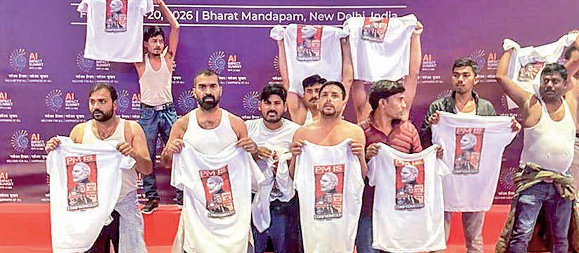 4 Youth Congress workers held for shirtless protest at AI Summit