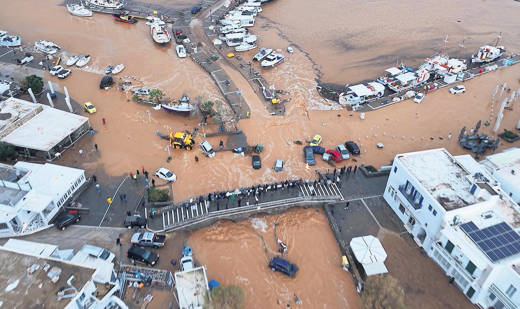 Huge clean-up on Greek islands after flash floods cause chaos