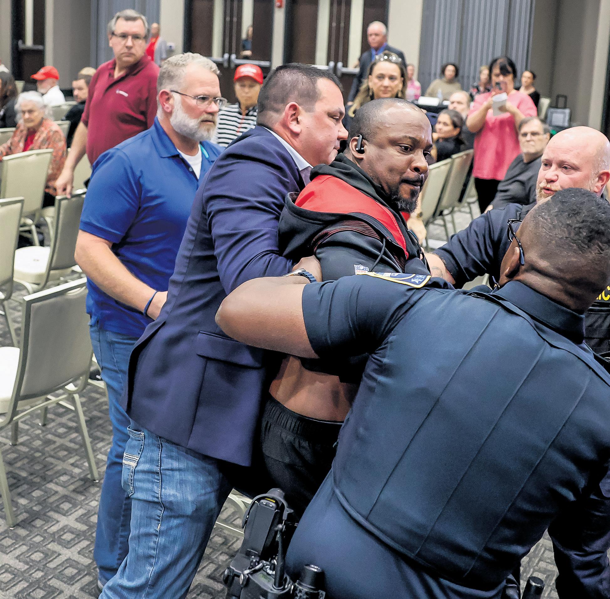 Georgia Police use stun gun on protesters at Maga ally's town hall meeting