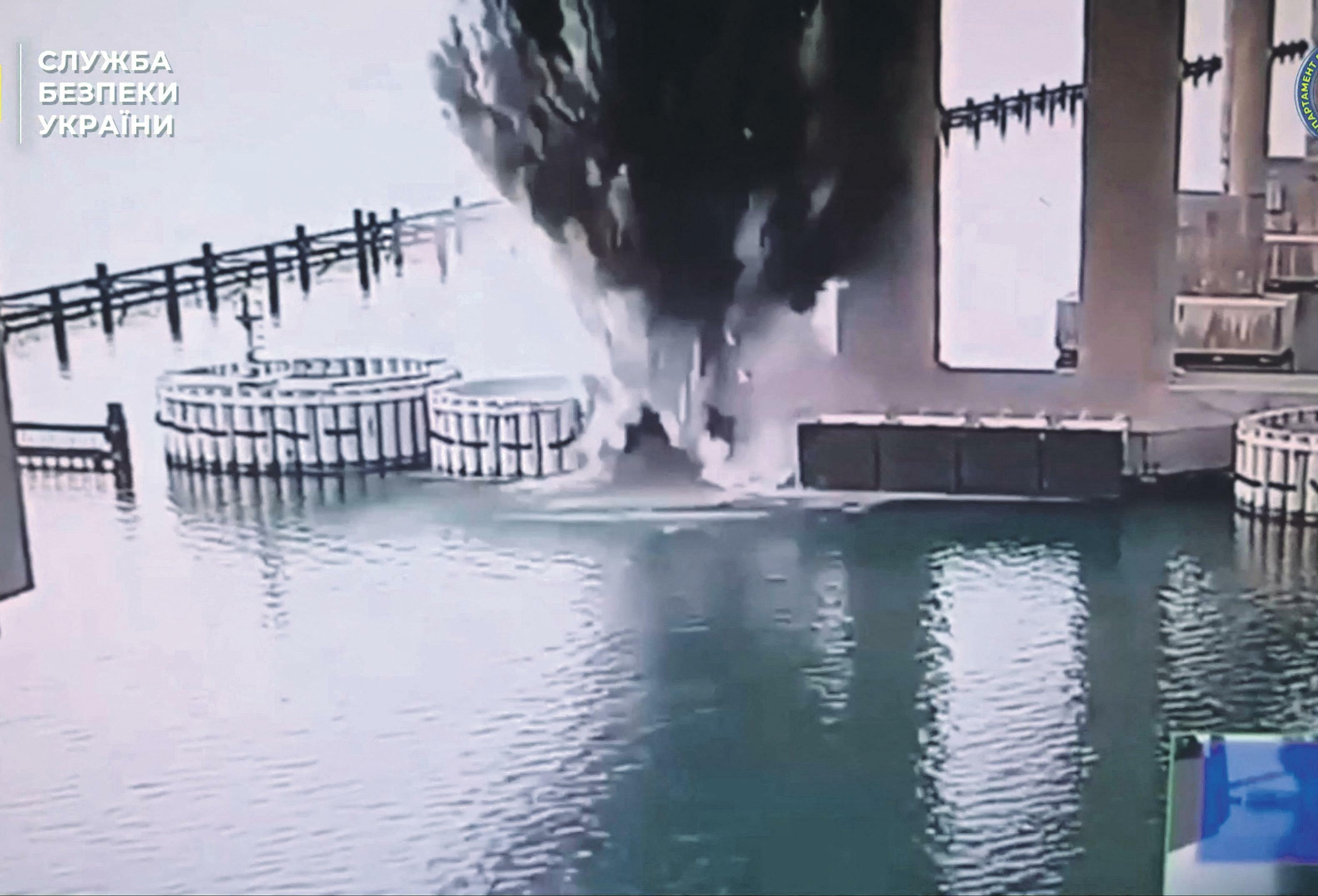 Ukraine detonates undersea bomb to damage key bridge