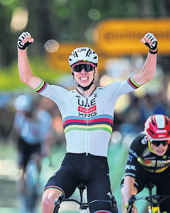 Pogacar marks 100 wins but is still denied yellow jersey