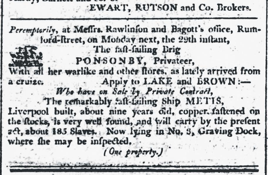 Liverpool researchers find 1805 advert for slaver's ship