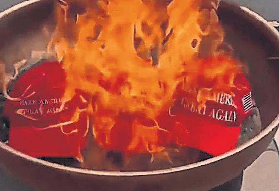 Supporters burn MAGA hats after Trump dismisses Epstein furore