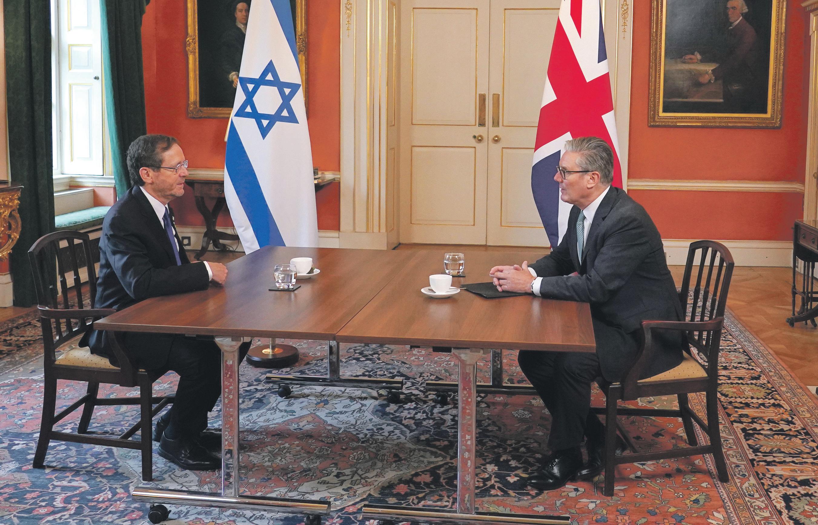 Starmer and Israel's president in 'tough' exchanges over Gaza humanitarian aid