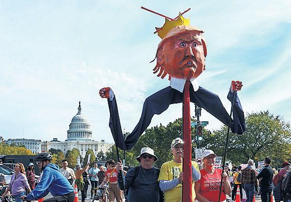 Trump posts fake video of plane dumping sludge on protesters