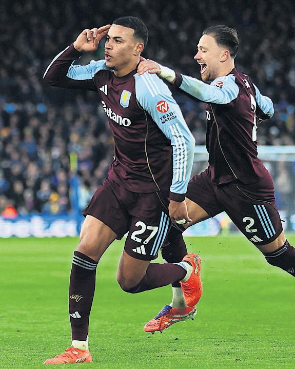 Rogers double helps Aston Villa rally to put Leeds in trouble