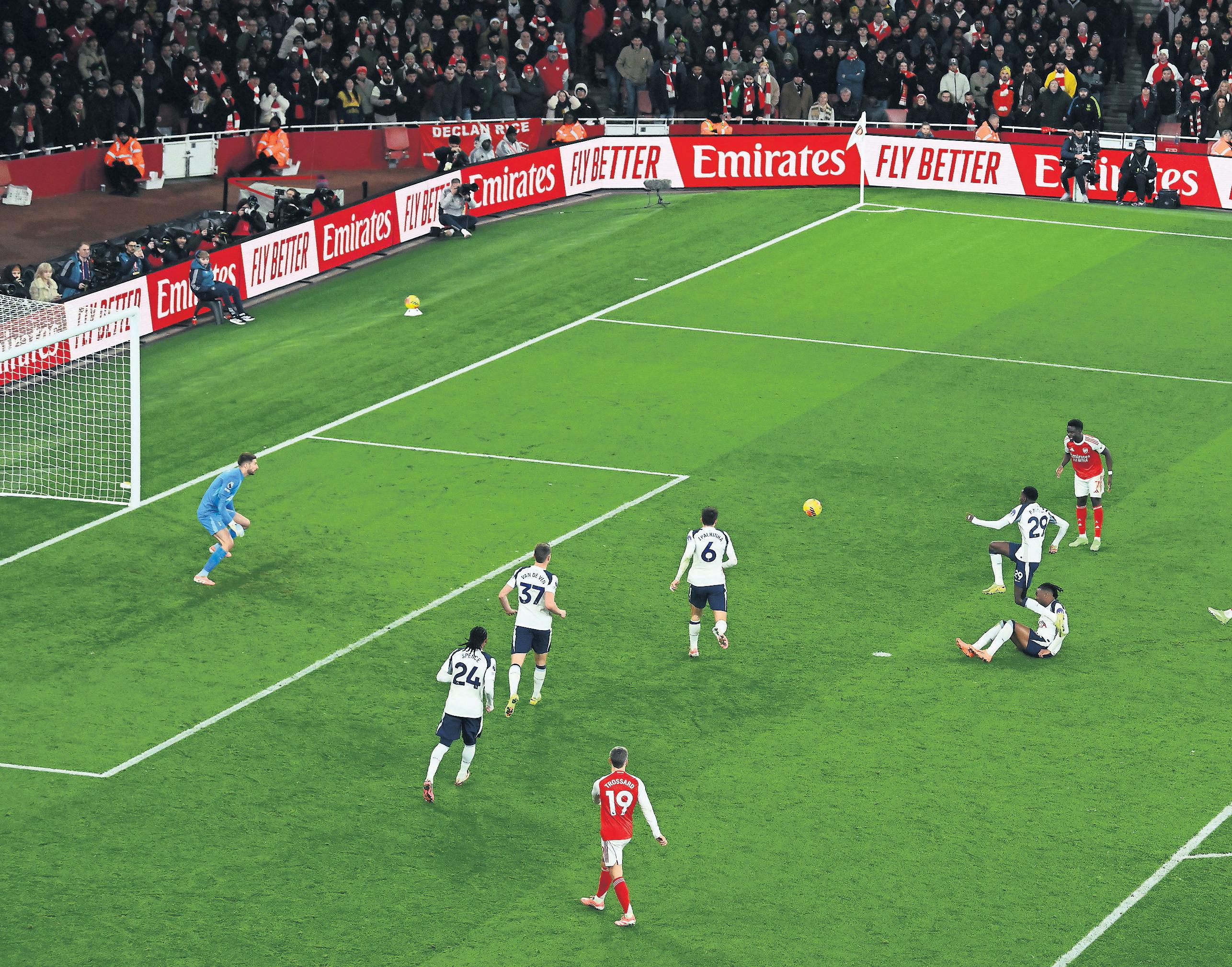 Eze hits hat-trick as Arsenal thrash Spurs to extend lead