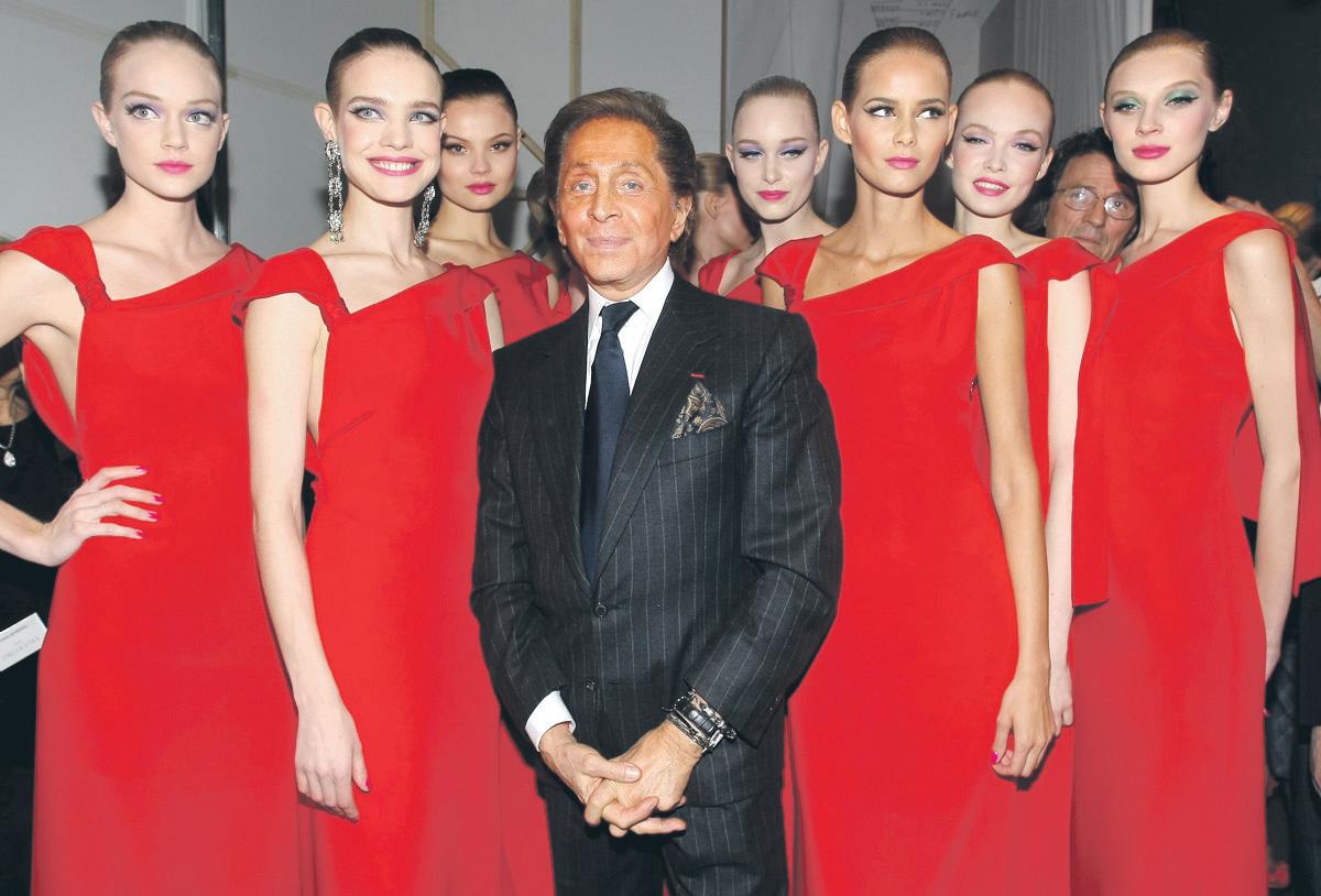 Fashion farewell Mourning black, with a splash of red, for Valentino