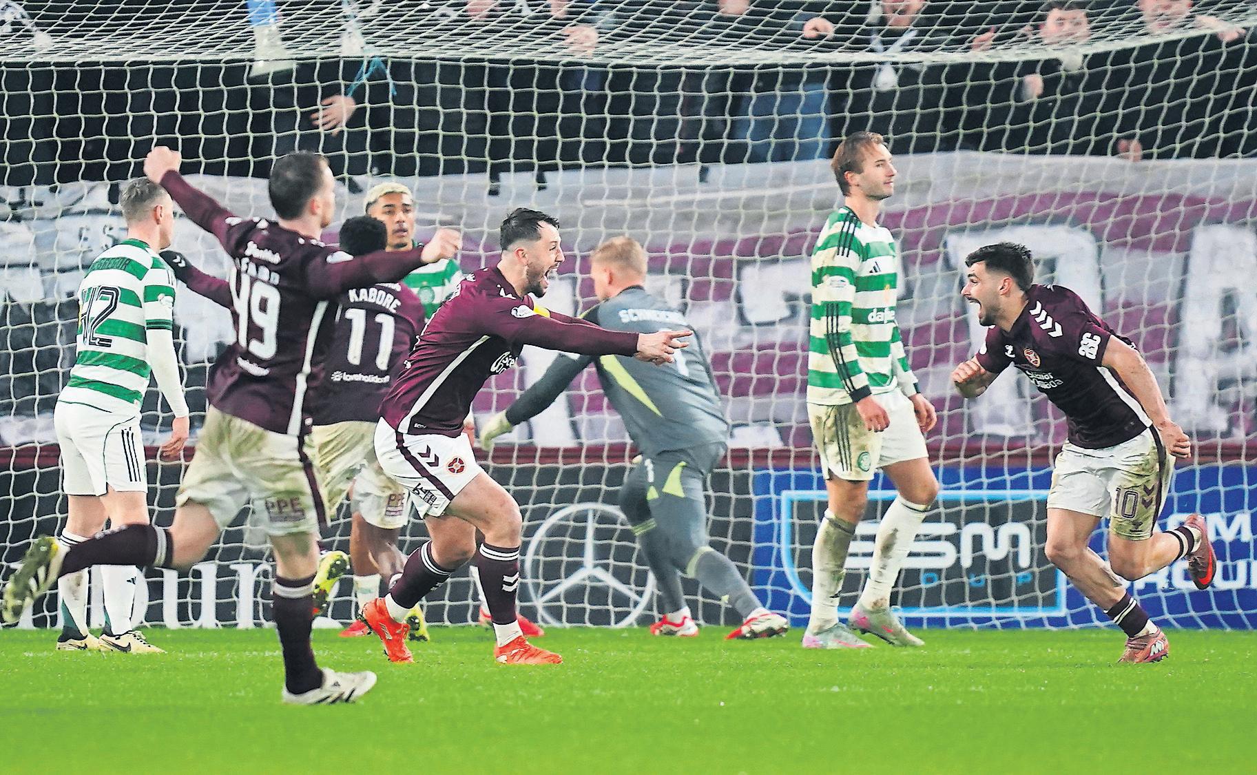 Braga rescues Hearts to stay clear of title rivals