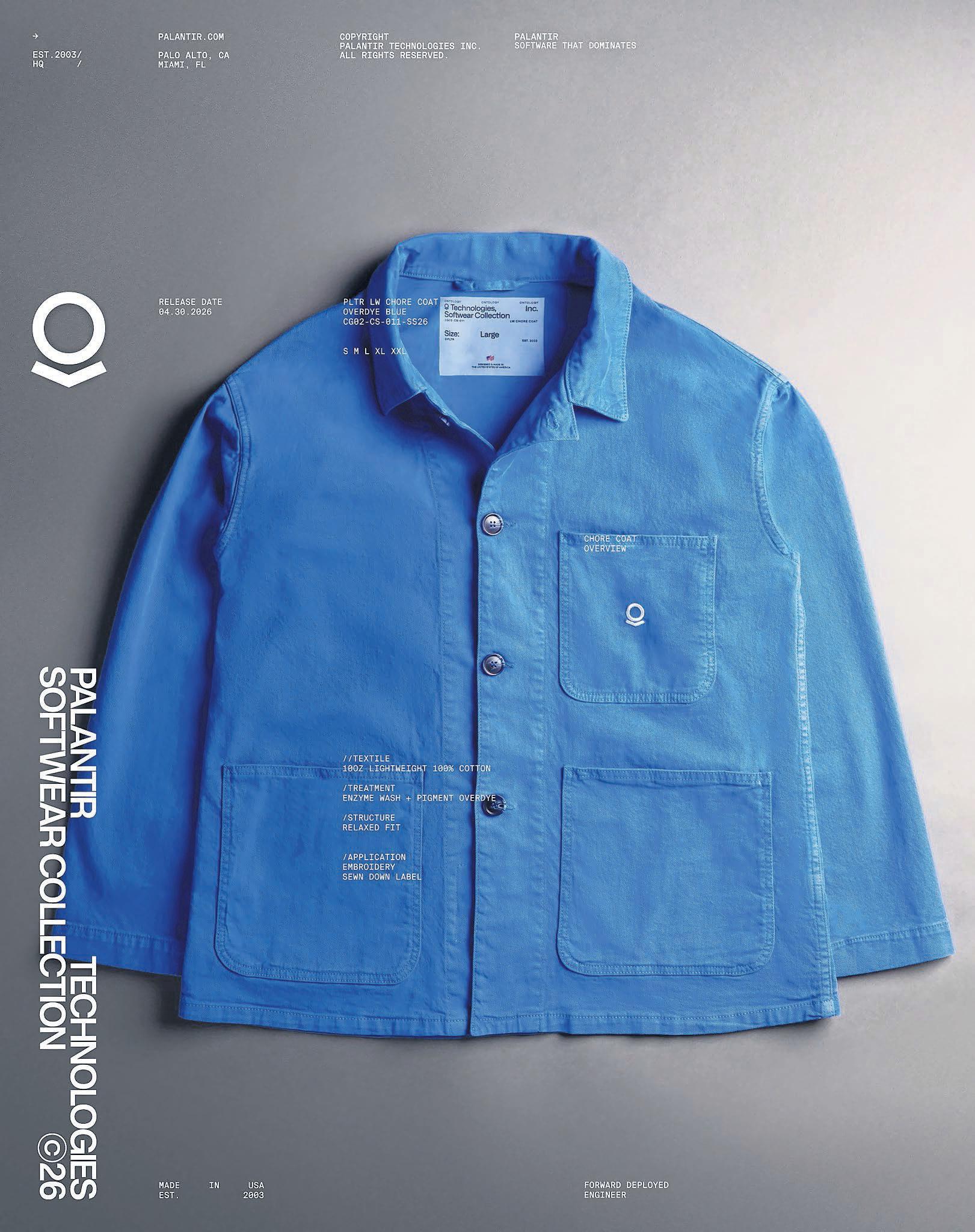 Palantir swaps surveilling for tailoring with launch of tech bro chore jacket