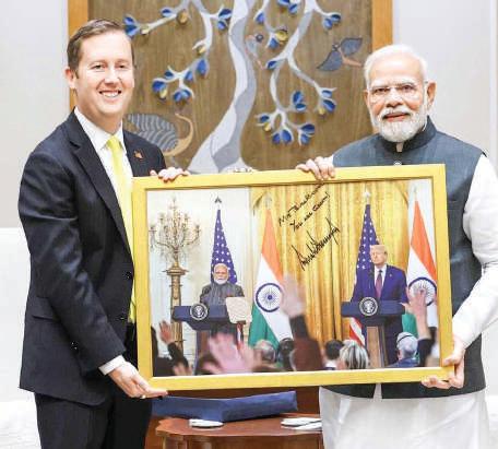 PM MODI RECEIVES U.S. AMBASSADOR-DESIGNATE SERGIO GOR; HOPES TENURE WILL BOLSTER INDIA-U.S. TIES
