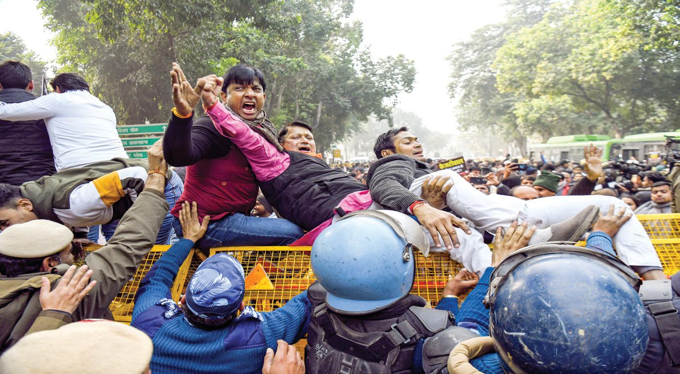 BJP Poorvanchal Morcha protests at ex-CM residence over 'fake voters' remark
