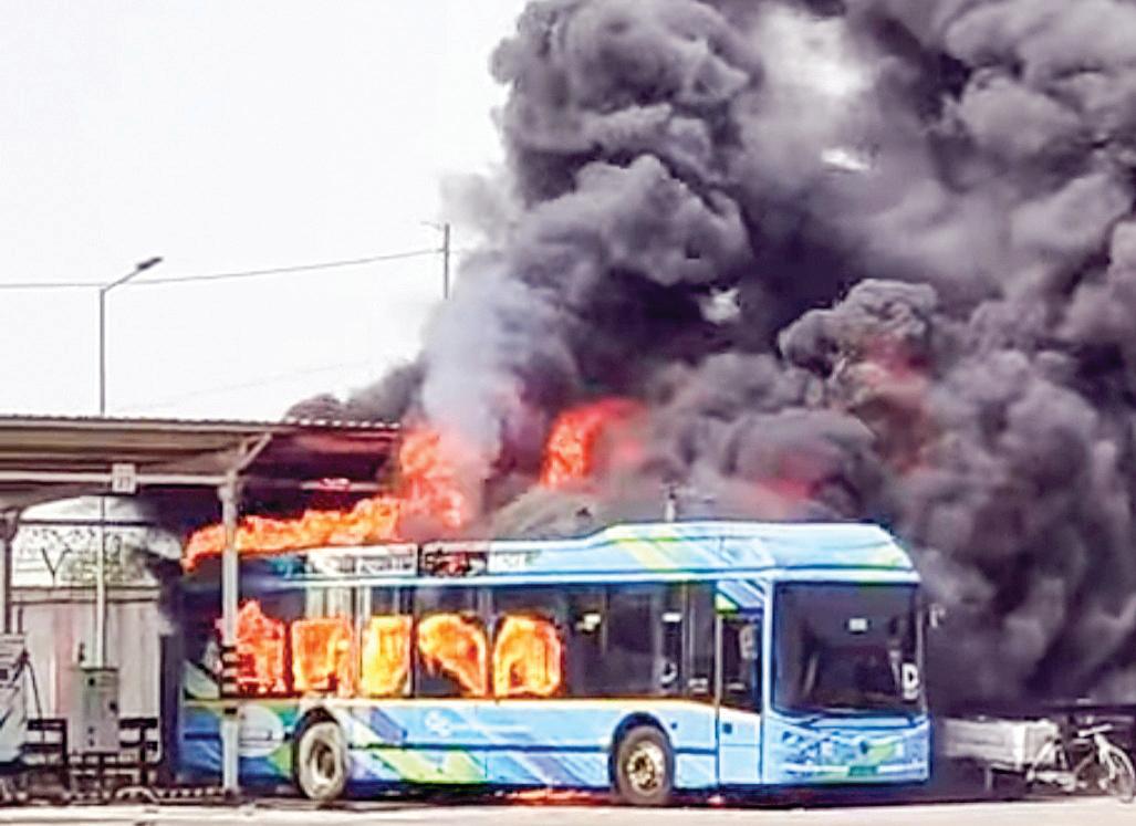 Fire Breaks Out at DTC Bus Depot in Rohini