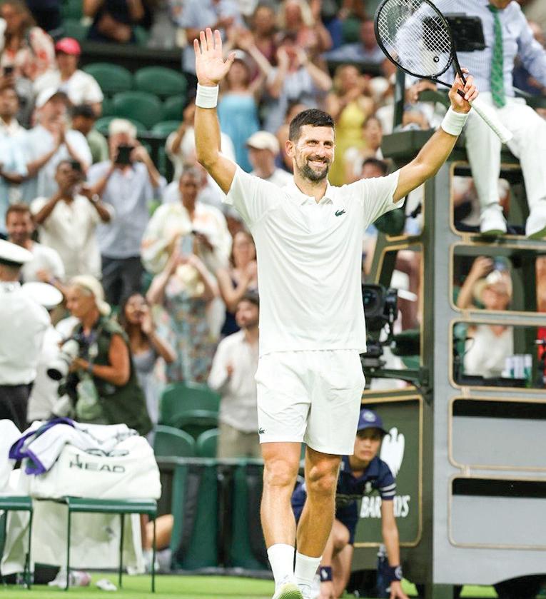 Djokovic advances to Wimbledon second round after four-set win over Muller