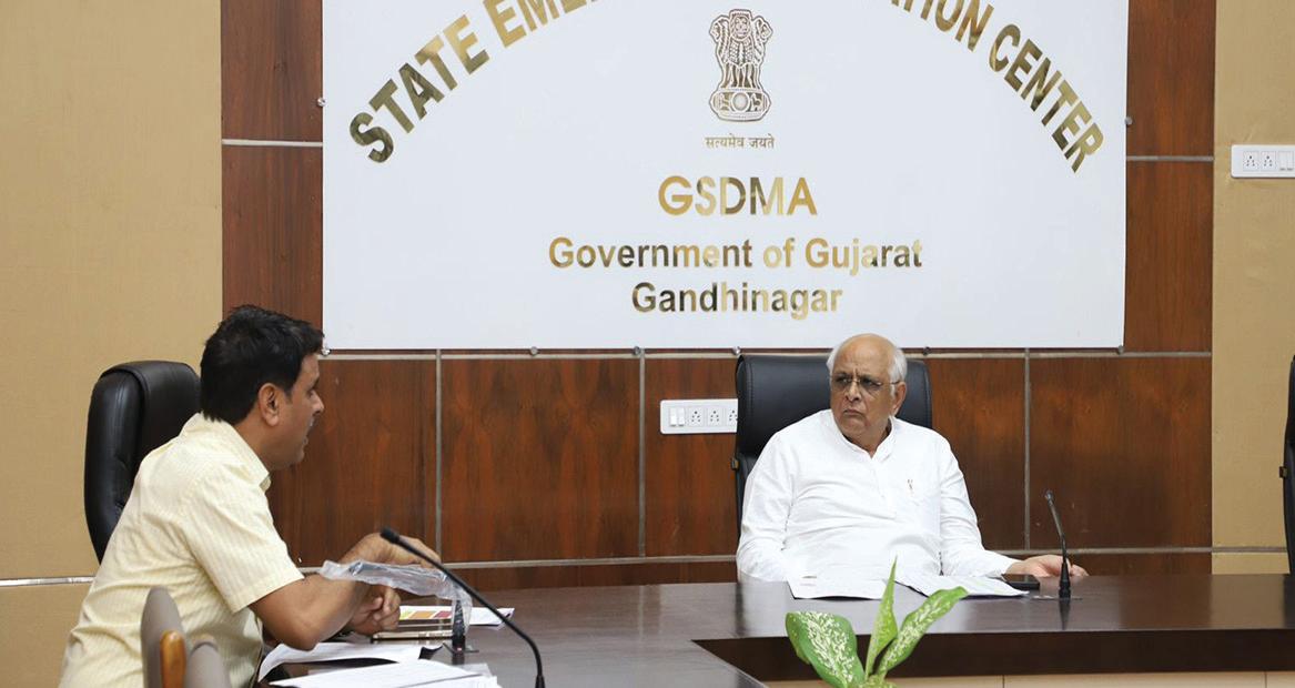 Gujarat CM Makes Surprise Visit to Emergency Control Room to Overview Rainfall Situation