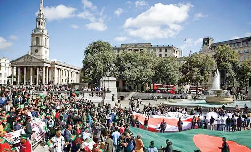 UK: Large crowd rallies at Trafalgar Square against Yunus regime