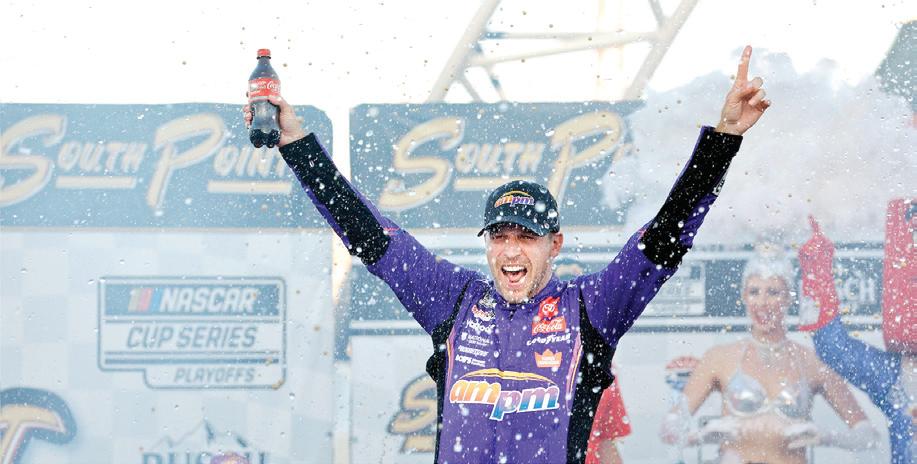 Denny Hamlin wins emotional race in Las Vegas, secures c'ship spot