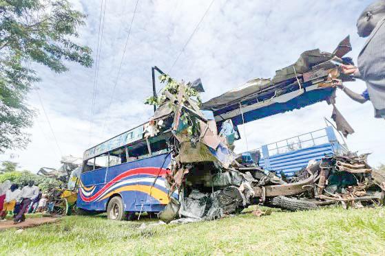 46 killed in crash of buses and other vehicles in Uganda