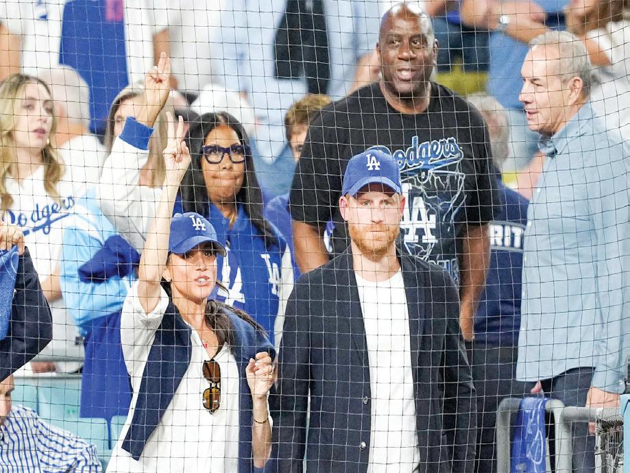 Meghan, Prince Harry step out to watch Dodgers' World Series game